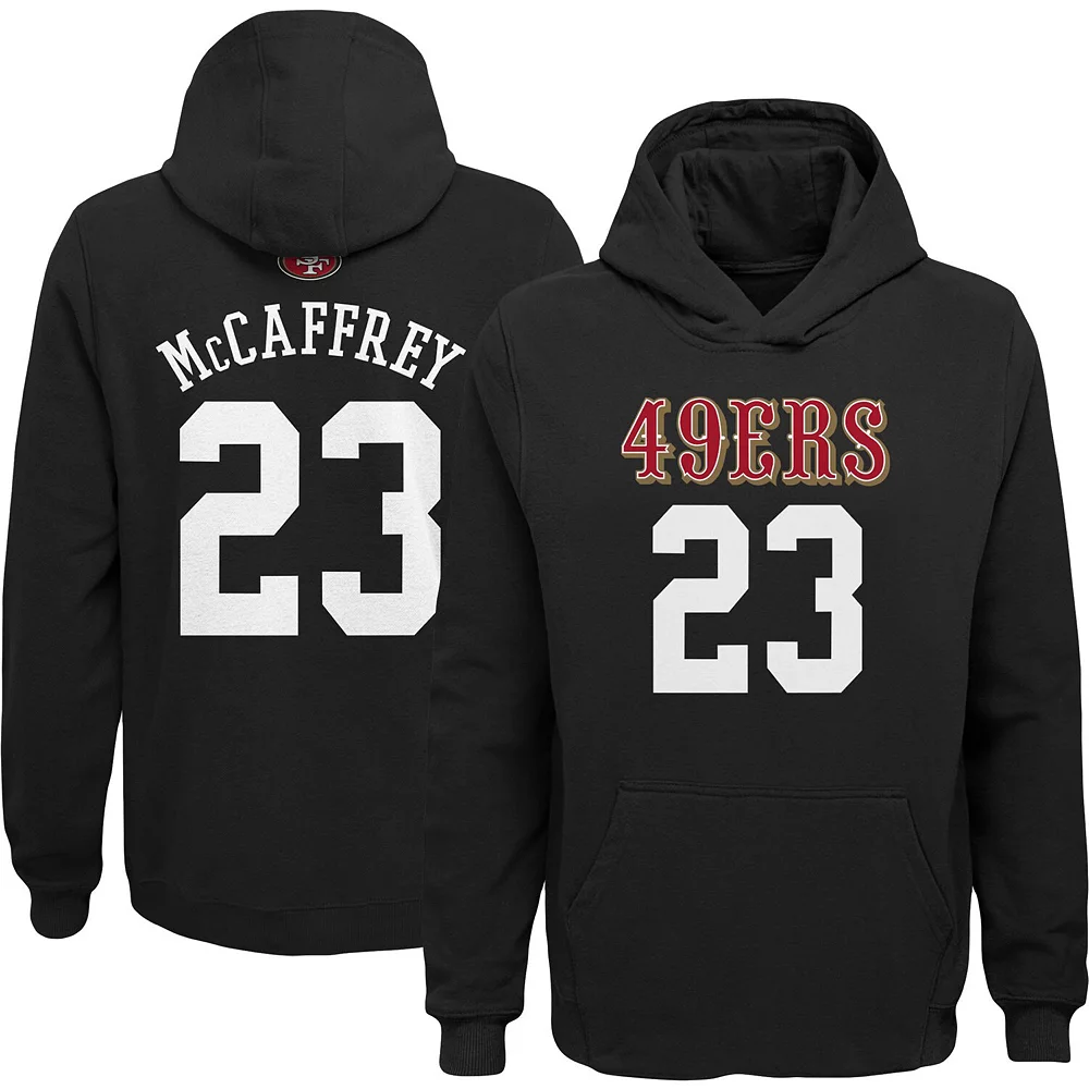 Youth Christian McCaffrey Black San Francisco 49ers Mainliner Player Name & Number Pullover Hoodie 2 Youth Christian McCaffrey Black San Francisco 49ers Mainliner Player Name & Number Pullover Hoodie - Image 2