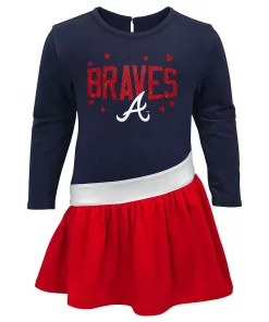 Girls Preschool Navy/Red Atlanta Braves Heart To Heart Jersey Tunic Dress -MLB Shop 6188772 ALT2