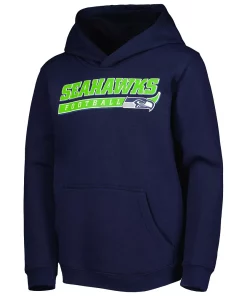 Youth College Navy Seattle Seahawks Take the Lead Pullover Hoodie -MLB Shop 6189327 ALT2