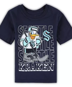 Preschool Deep Sea Blue Seattle Kraken Disney Three-Peat Logo T-Shirt