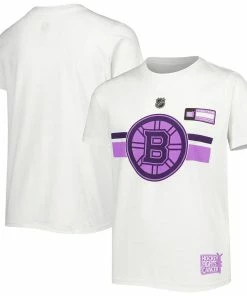 Youth White Boston Bruins 2022 NHL Hockey Fights Cancer T-Shirt