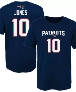 Preschool Mac Jones Navy New England Patriots Mainliner Player Name & Number T-Shirt