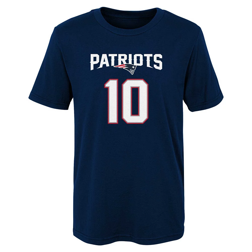 Preschool Mac Jones Navy New England Patriots Mainliner Player Name & Number T-Shirt 3 Preschool Mac Jones Navy New England Patriots Mainliner Player Name & Number T-Shirt - Image 3