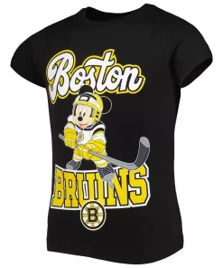 Girls Youth Black Boston Bruins Mickey Mouse Go Team Go T-Shirt -MLB Shop 6210495 ALT2