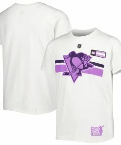 Youth White Pittsburgh Penguins 2022 NHL Hockey Fights Cancer T-Shirt