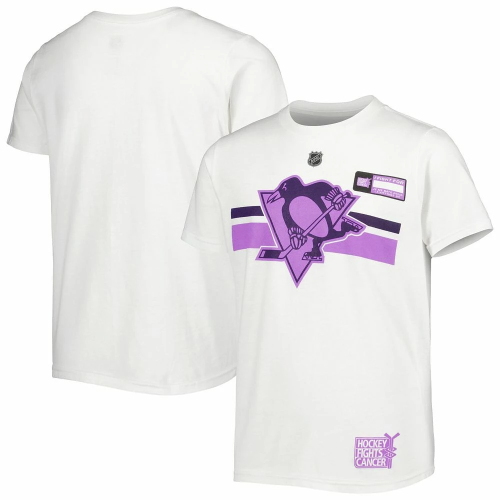 Youth White Pittsburgh Penguins 2022 NHL Hockey Fights Cancer T-Shirt 2 Youth White Pittsburgh Penguins 2022 NHL Hockey Fights Cancer T-Shirt - Image 2