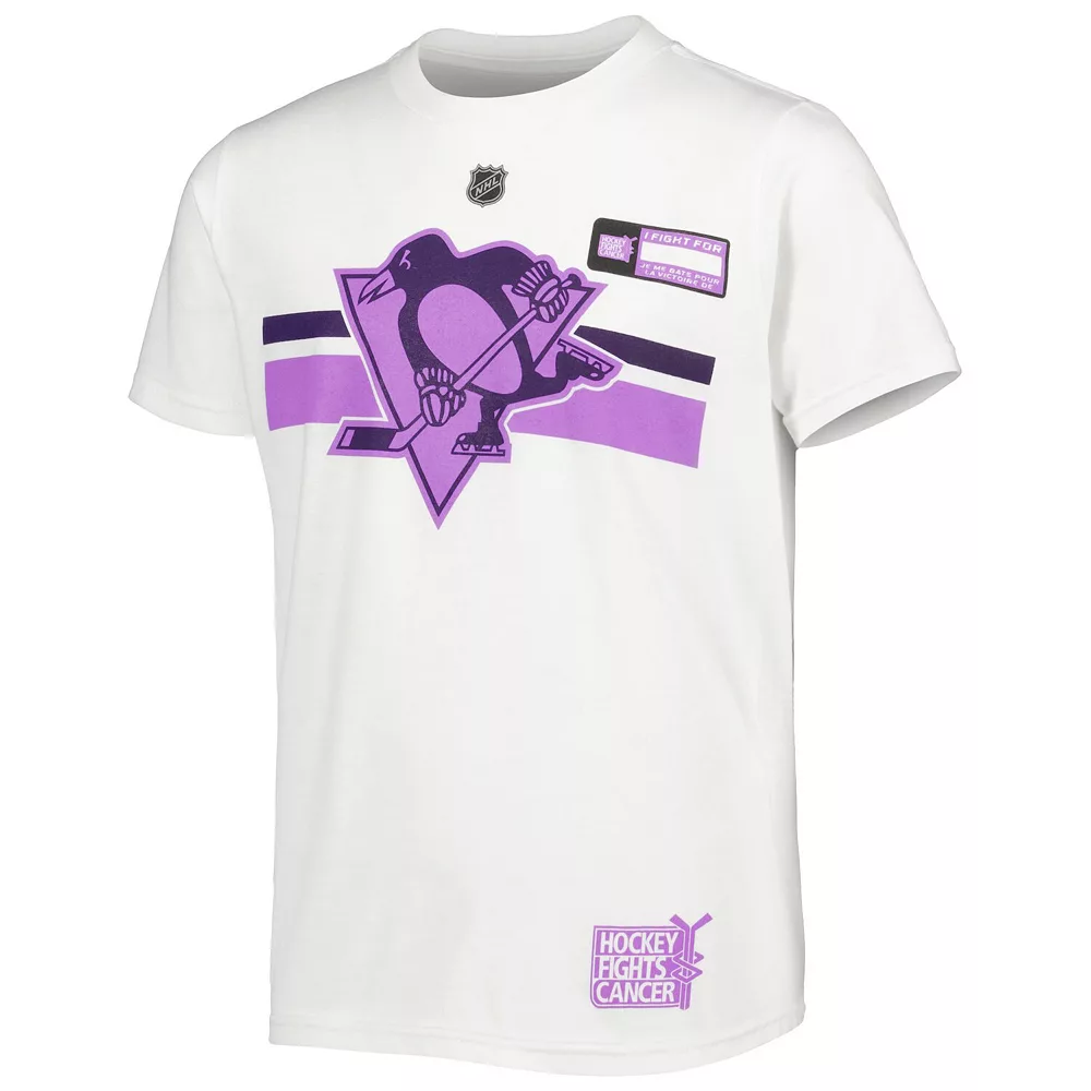 Youth White Pittsburgh Penguins 2022 NHL Hockey Fights Cancer T-Shirt 3 Youth White Pittsburgh Penguins 2022 NHL Hockey Fights Cancer T-Shirt - Image 3