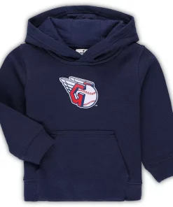 Toddler Navy Cleveland Guardians Team Primary Logo Fleece Pullover Hoodie