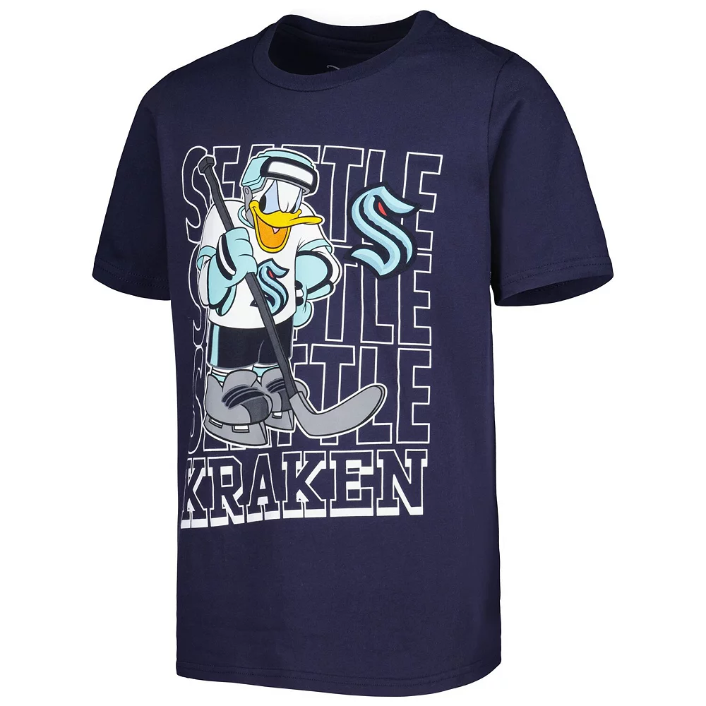 Youth Deep Sea Blue Seattle Kraken Disney Donald Duck Three-Peat T-Shirt 3 Youth Deep Sea Blue Seattle Kraken Disney Donald Duck Three-Peat T-Shirt - Image 3