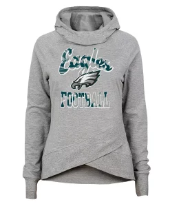 Girls Youth Heathered Gray Philadelphia Eagles Dye Hard Fan Funnel Neck Pullover Hoodie