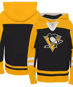Preschool Black Pittsburgh Penguins Ageless Revisited Lace-Up V-Neck Pullover Hoodie