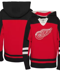 Preschool Red Detroit Red Wings Ageless Revisited Lace-Up V-Neck Pullover Hoodie