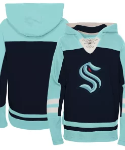 Alternative view of Preschool Deep Sea Blue Seattle Kraken Ageless Revisited Lace-Up V-Neck Pullover Hoodie
