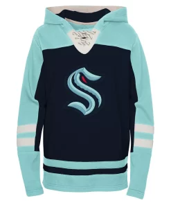 Preschool Deep Sea Blue Seattle Kraken Ageless Revisited Lace-Up V-Neck Pullover Hoodie -MLB Shop 6219875 ALT2